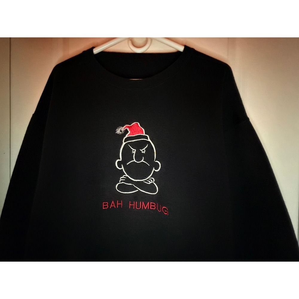 Vintage 90's A Christmas Carol "Bah Humbug" Embroidery Crewneck‎ Sweatershirt